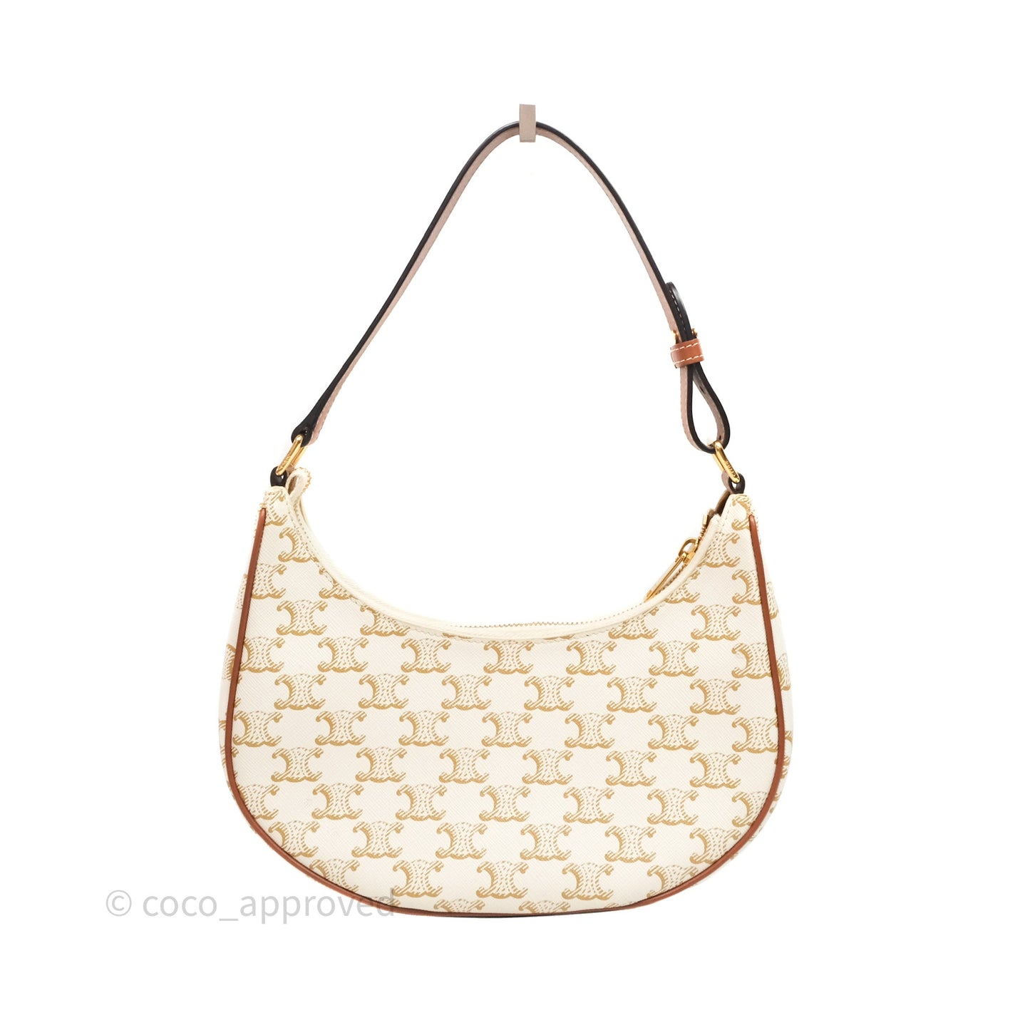 Celine Ava Bag In Triomphe Canvas Calfskin White