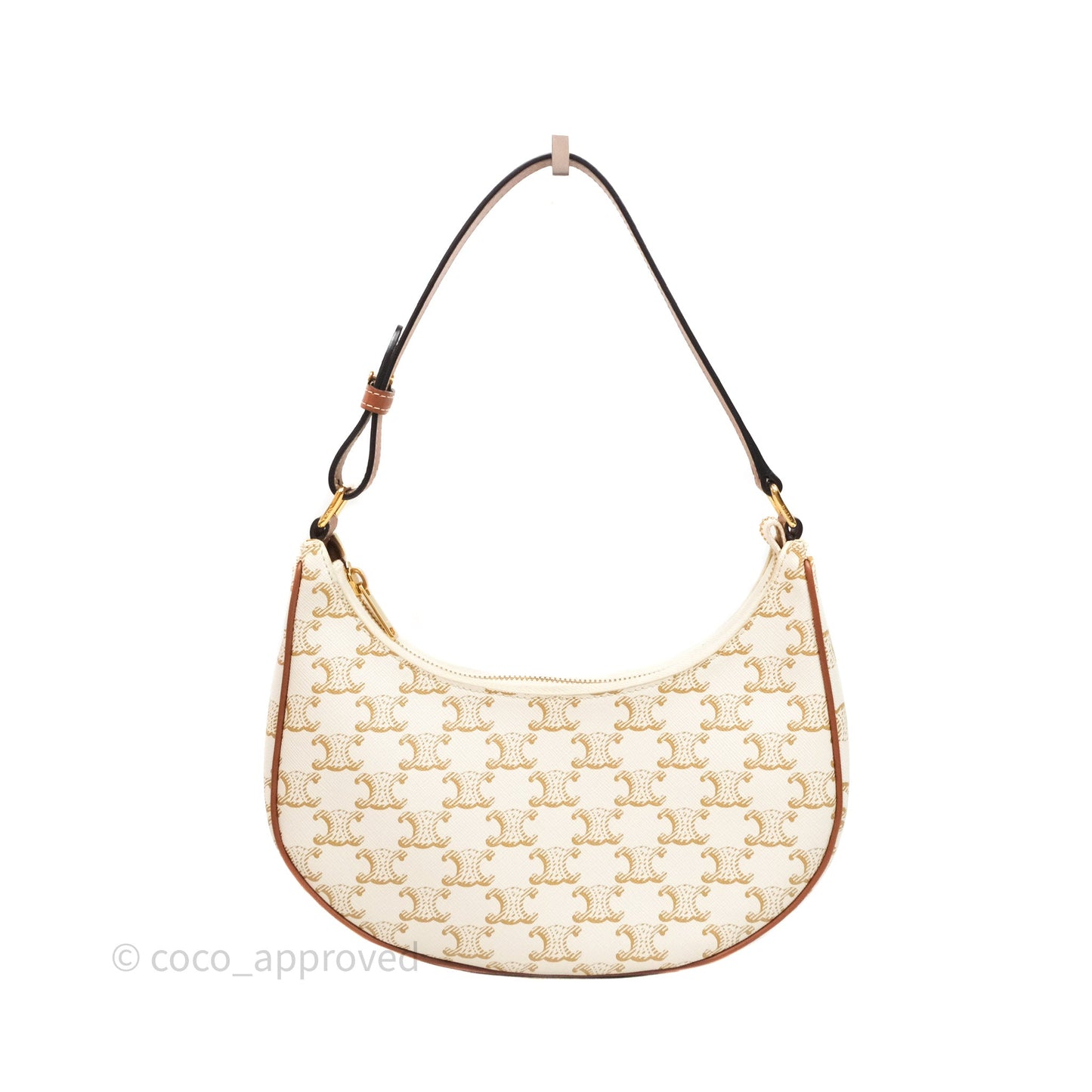 Celine Ava Bag In Triomphe Canvas Calfskin White