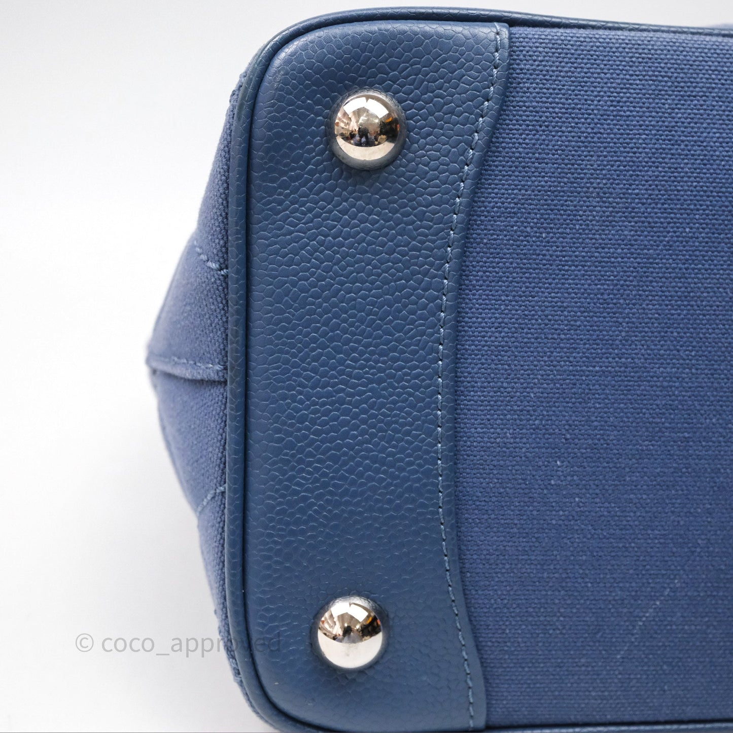 Chanel Blue Caviar Tassel Canvas Tote Bag