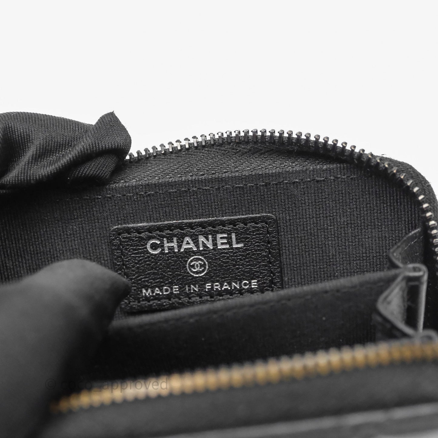 Chanel Quilted Zip Card Holder Lambskin So Black