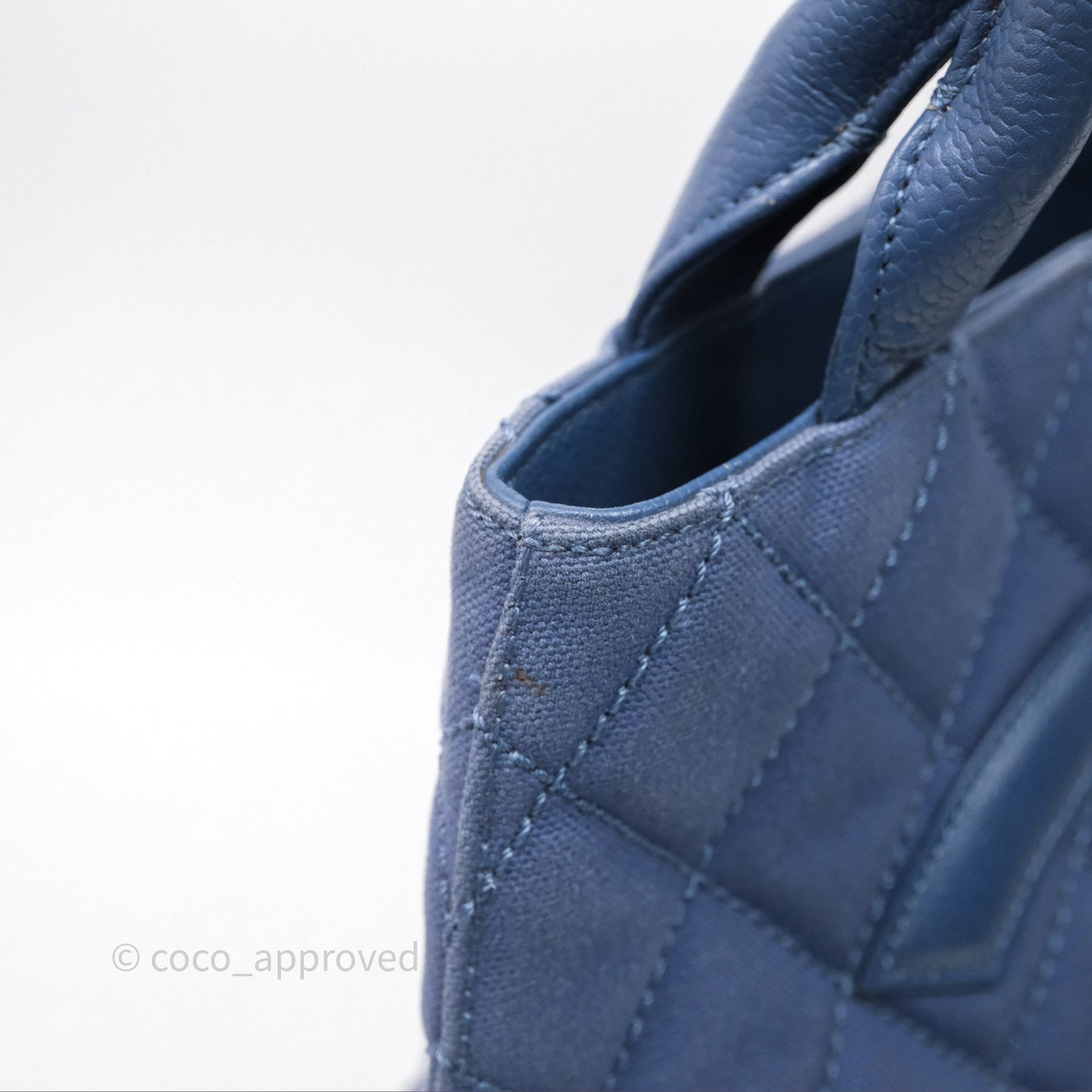 Chanel Blue Caviar Tassel Canvas Tote Bag
