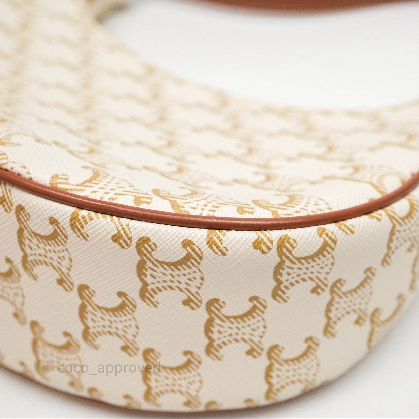 Celine Ava Bag In Triomphe Canvas Calfskin White
