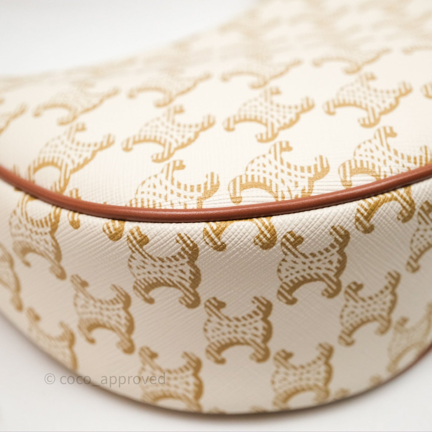 Celine Ava Bag In Triomphe Canvas Calfskin White