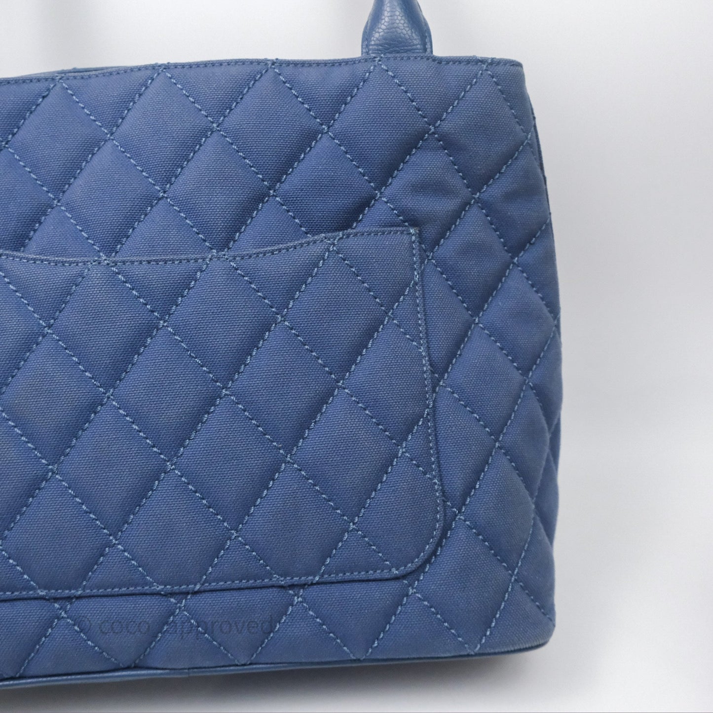 Chanel Blue Caviar Tassel Canvas Tote Bag