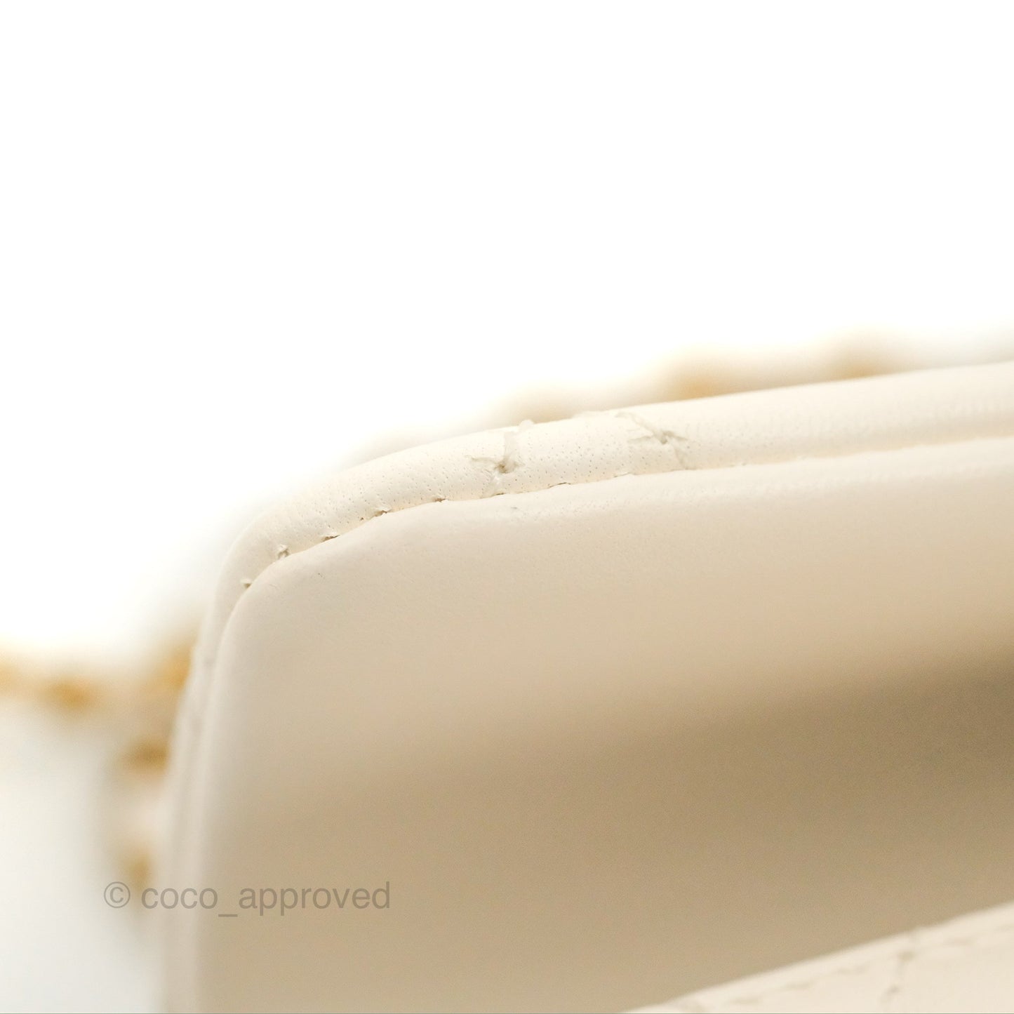 Chanel Mini Square Pearl Crush Quilted White Lambskin Aged Gold Hardware