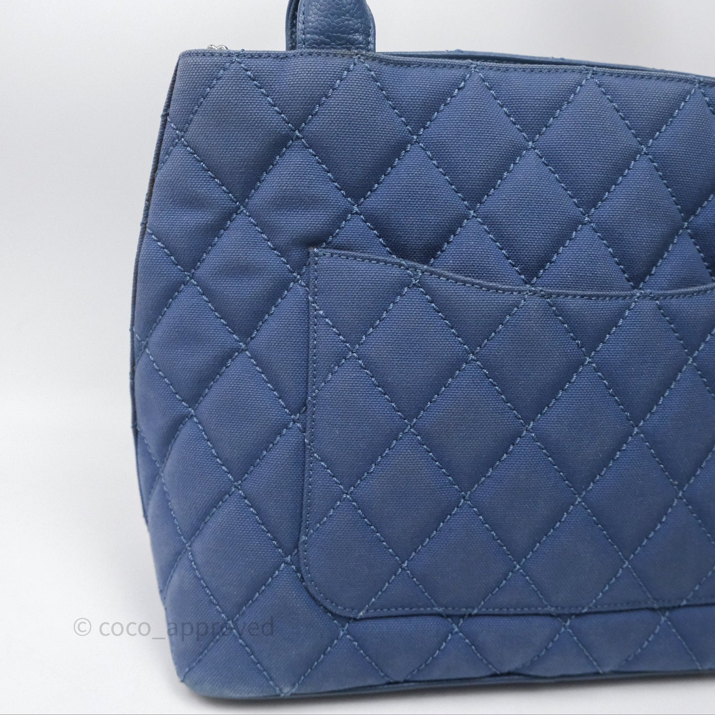 Chanel Blue Caviar Tassel Canvas Tote Bag