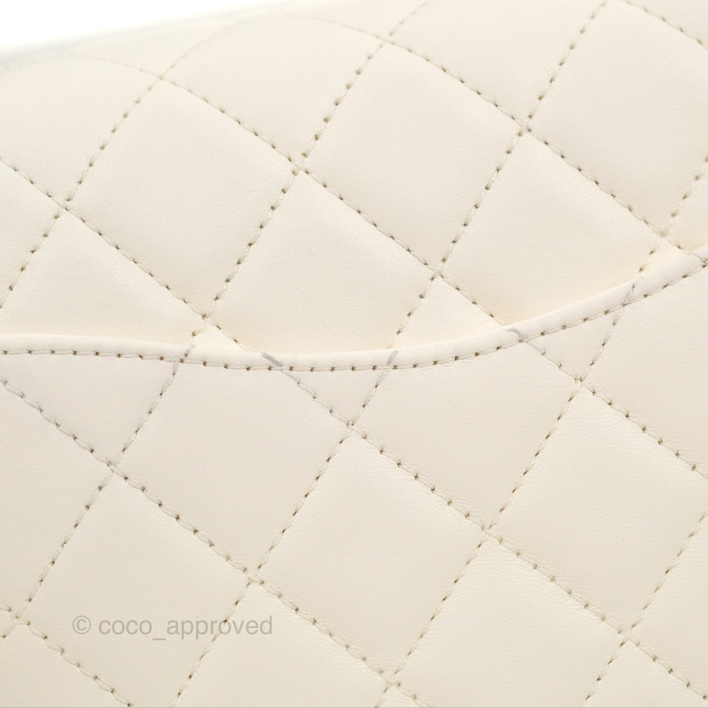 Chanel Mini Square Pearl Crush Quilted White Lambskin Aged Gold Hardware