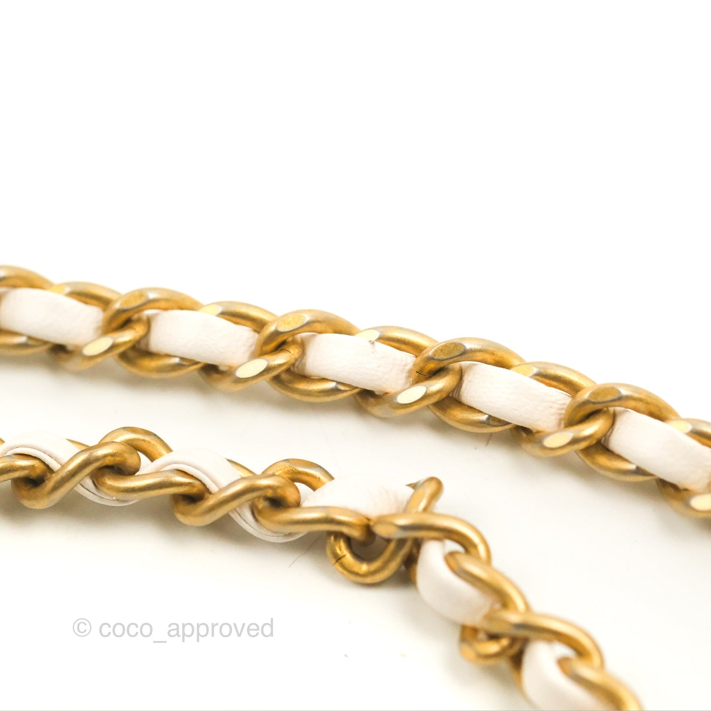Chanel Mini Square Pearl Crush Quilted White Lambskin Aged Gold Hardware