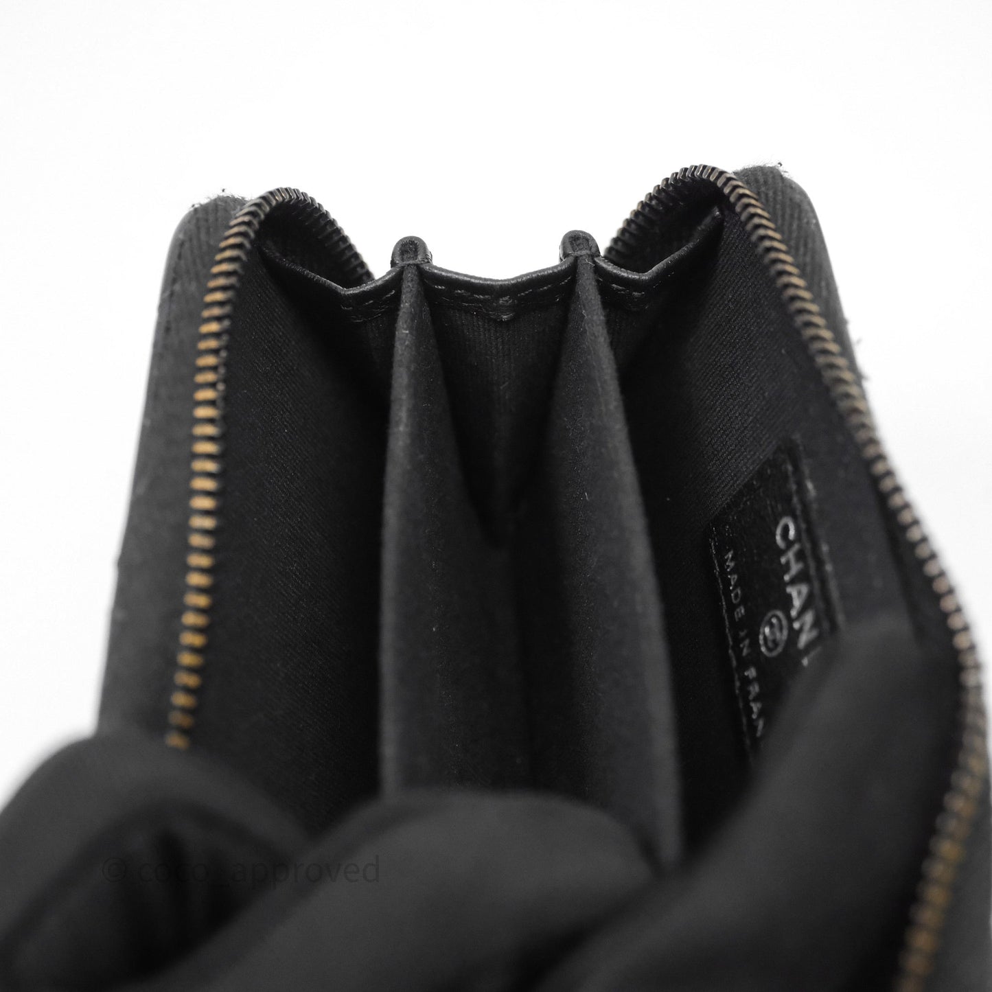Chanel Quilted Zip Card Holder Lambskin So Black