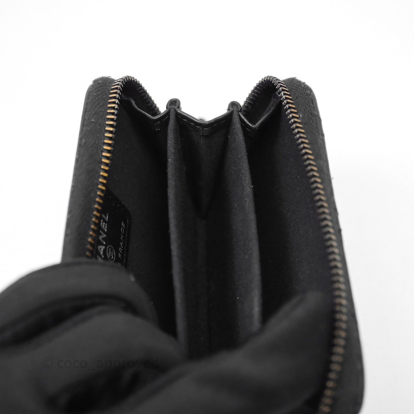 Chanel Quilted Zip Card Holder Lambskin So Black