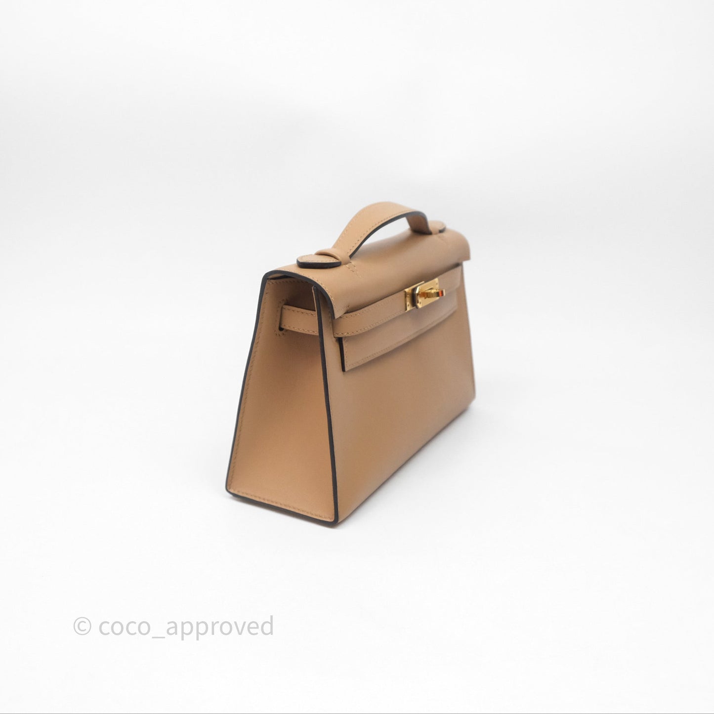 Hermes Kelly Pochette Veau Swift Chai 0M Gold Hardware