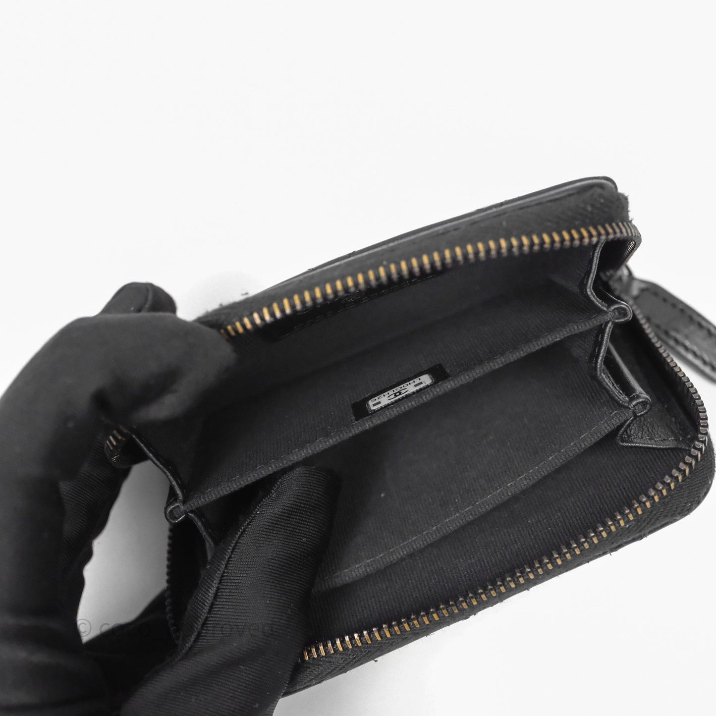 Chanel Quilted Zip Card Holder Lambskin So Black