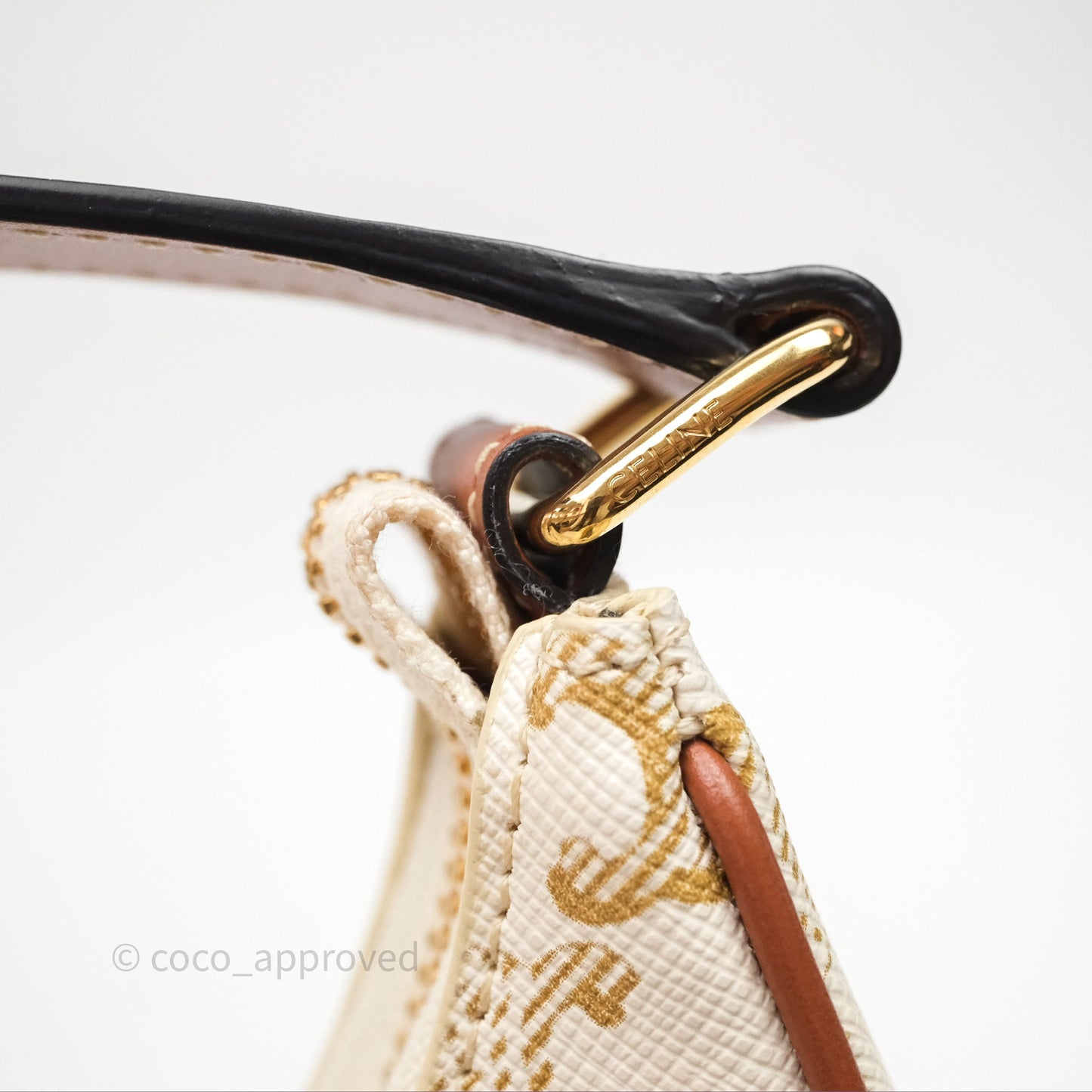 Celine Ava Bag In Triomphe Canvas Calfskin White