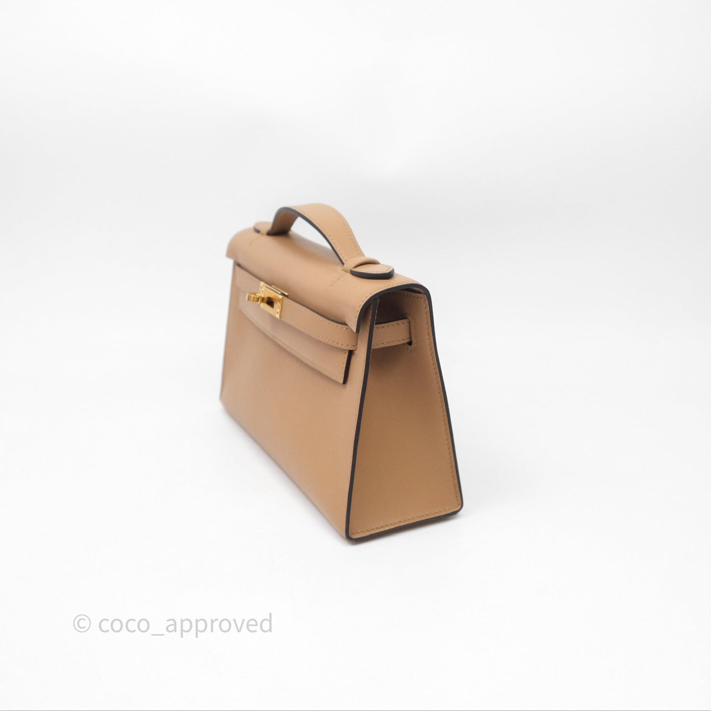 Hermes Kelly Pochette Veau Swift Chai 0M Gold Hardware