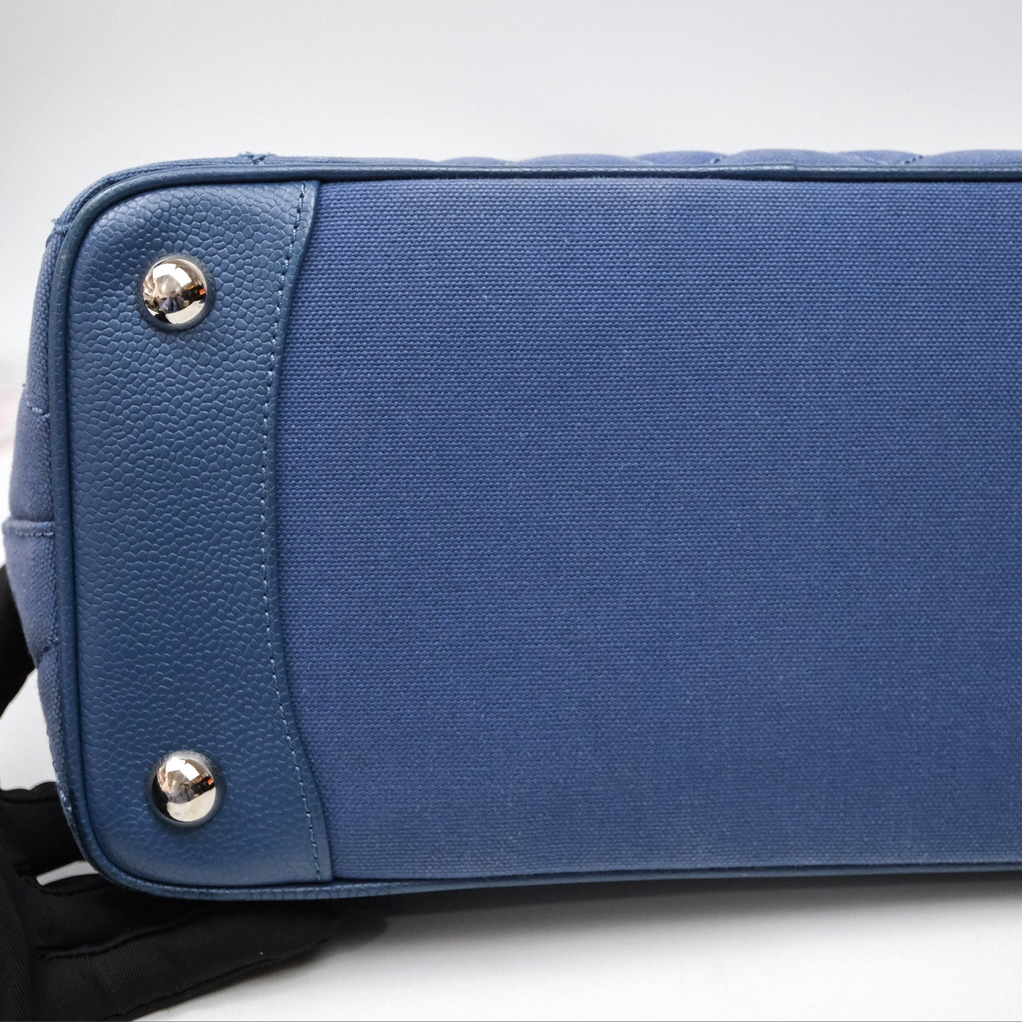 Chanel Blue Caviar Tassel Canvas Tote Bag
