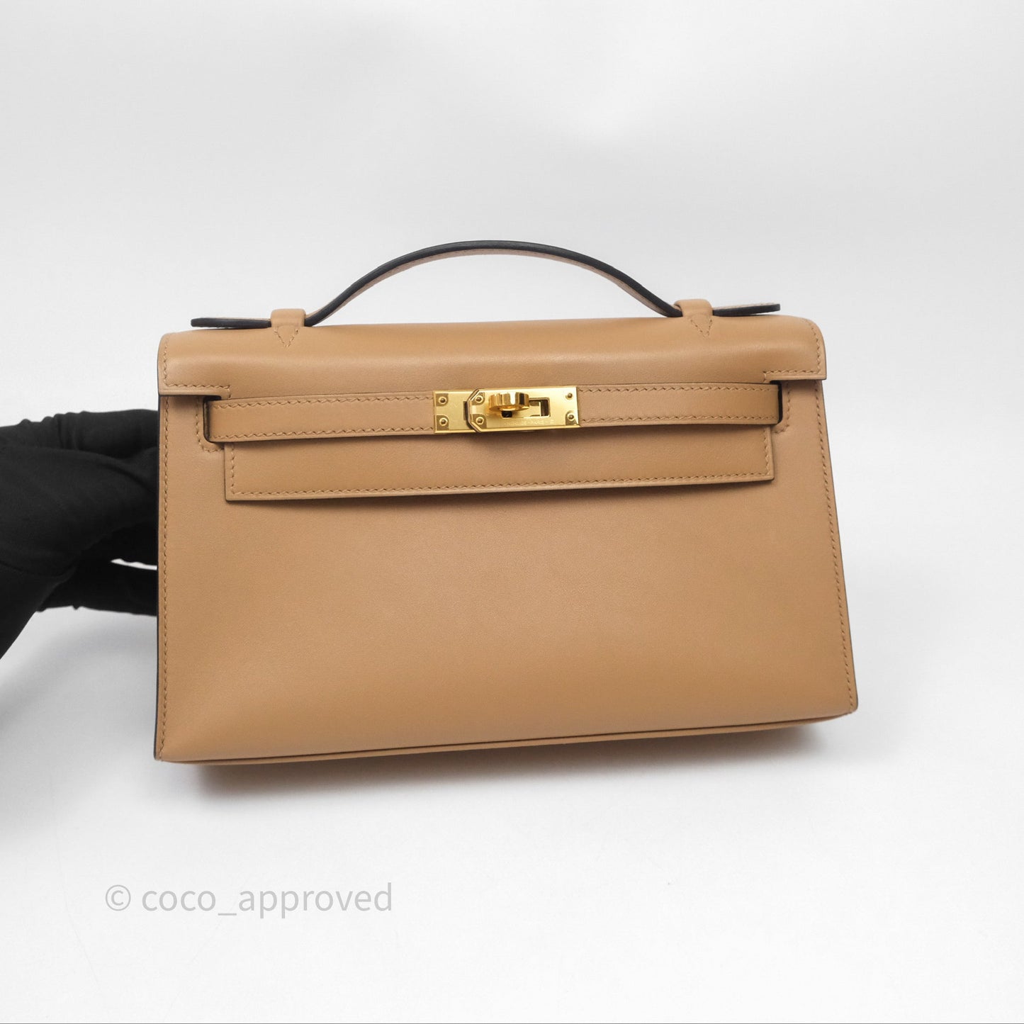 Hermes Kelly Pochette Veau Swift Chai 0M Gold Hardware