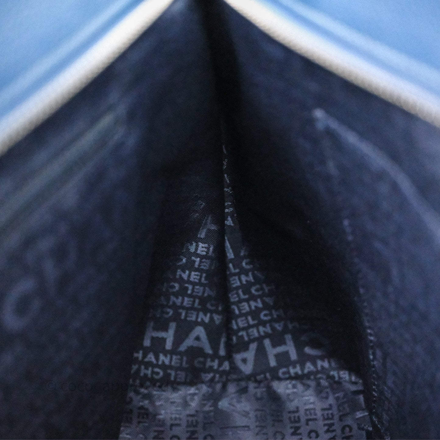 Chanel Blue Caviar Tassel Canvas Tote Bag