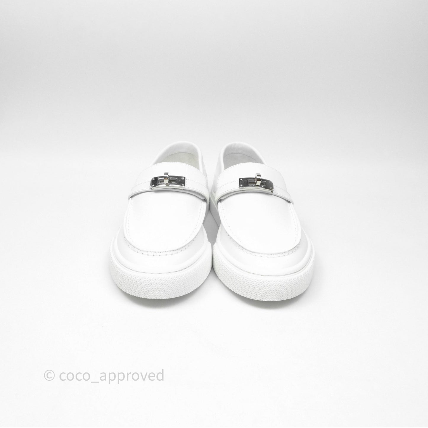 Hermes Game Slip-on Sneaker White Palladium Hardware Size 39