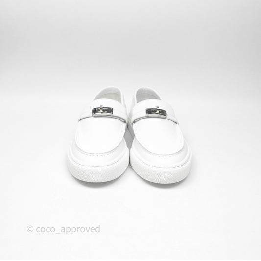 Hermes Game Slip-on Sneaker White Palladium Hardware Size 39