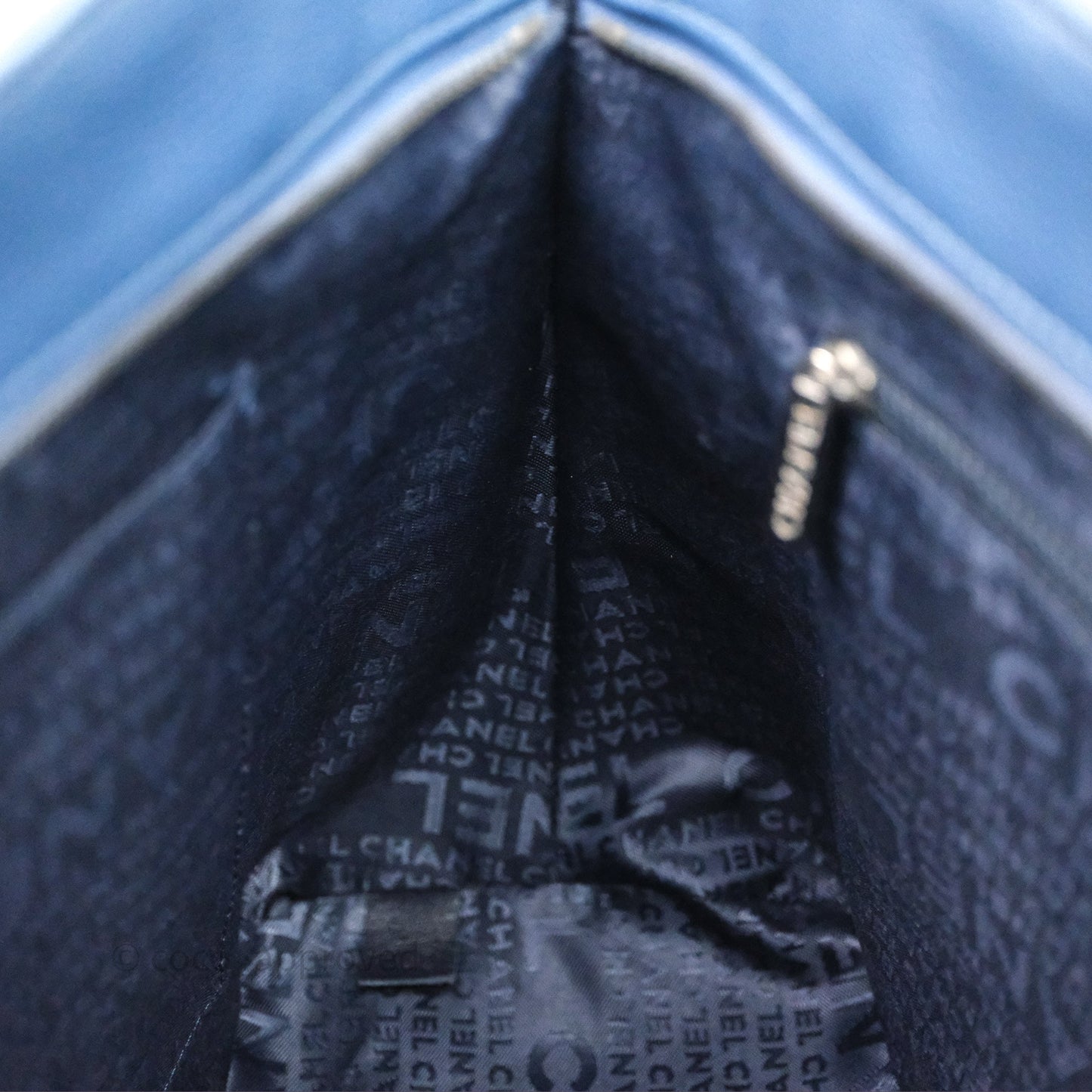 Chanel Blue Caviar Tassel Canvas Tote Bag