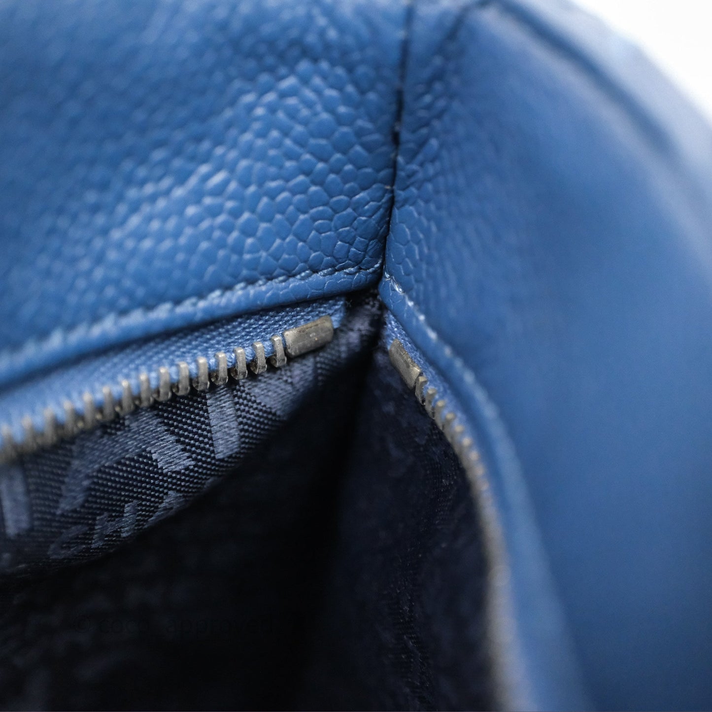Chanel Blue Caviar Tassel Canvas Tote Bag