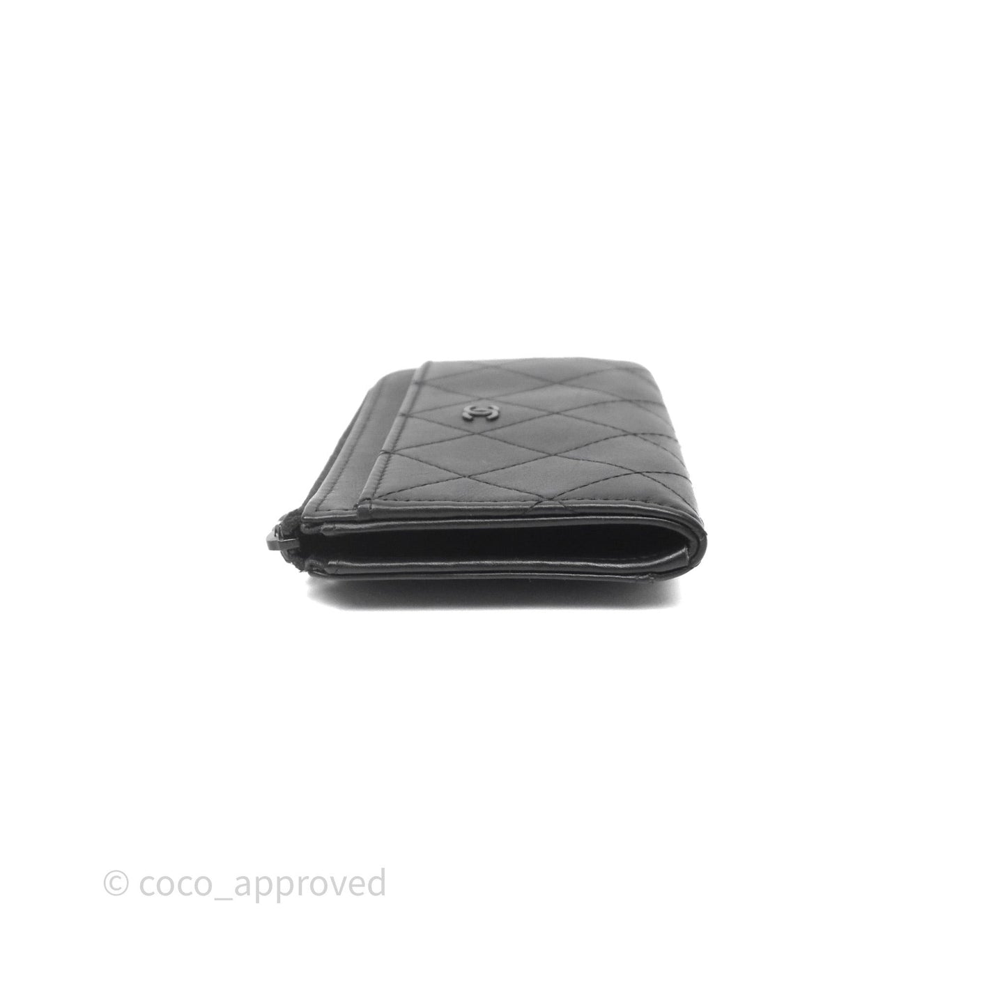 Chanel Quilted Zip Card Holder So Black Lambskin