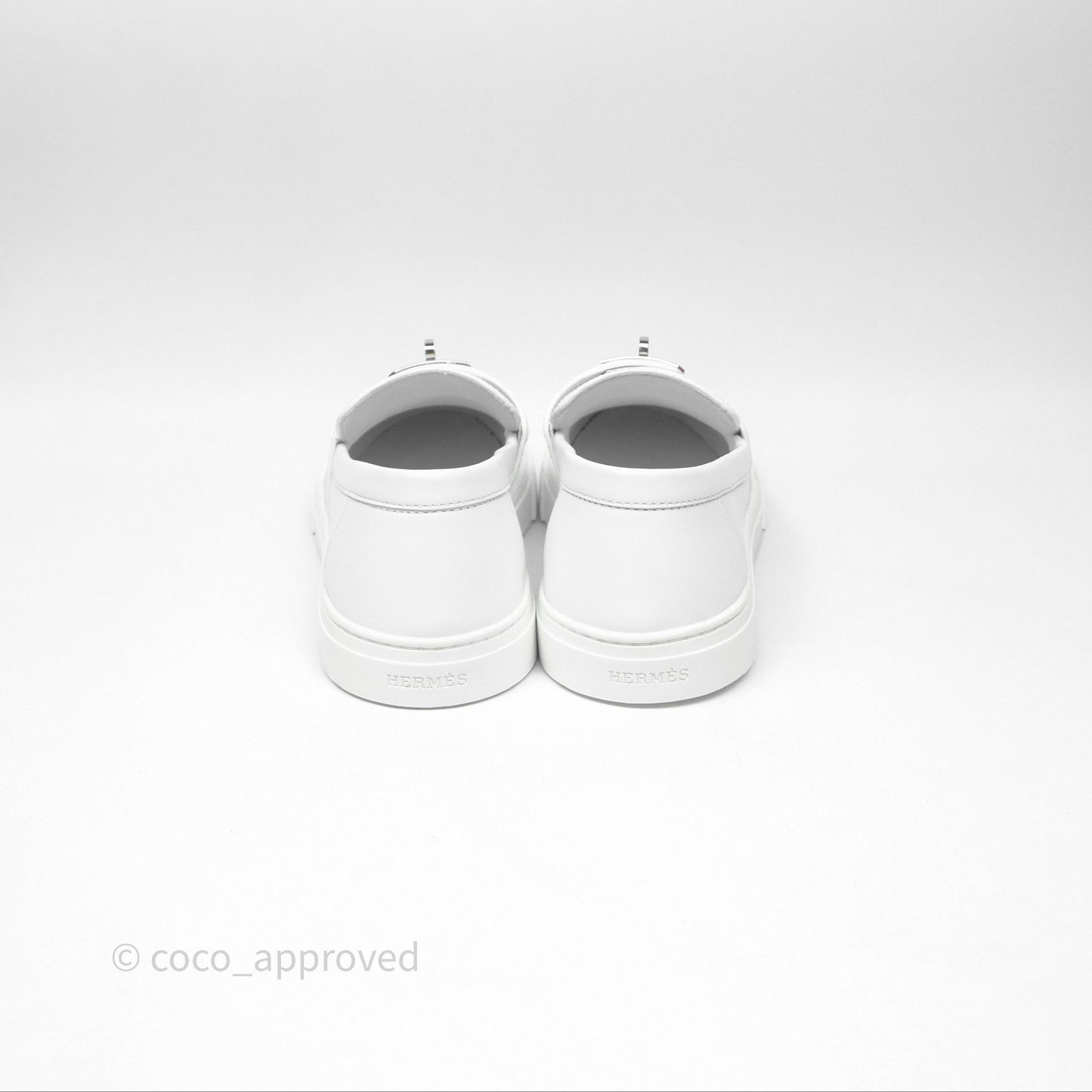 Hermes Game Slip-on Sneaker White Palladium Hardware Size 39