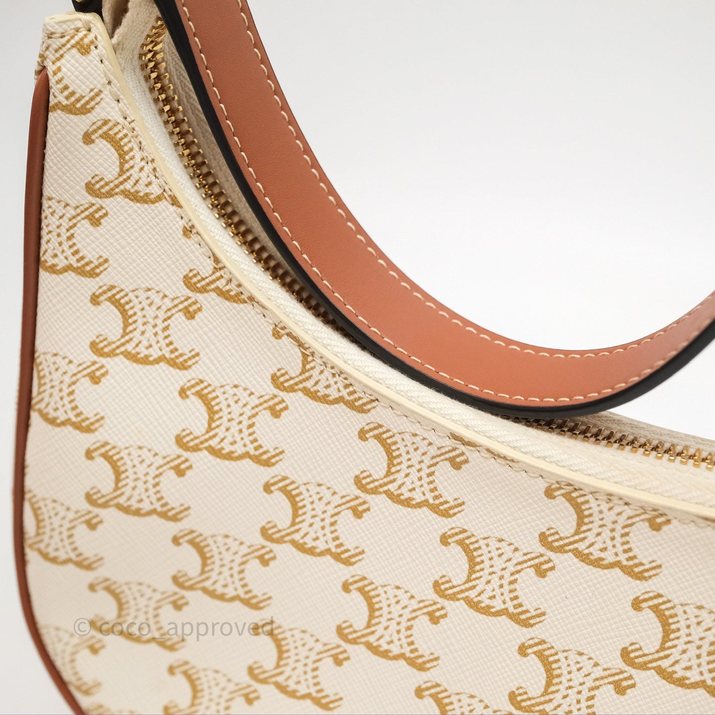 Celine Ava Bag In Triomphe Canvas Calfskin White