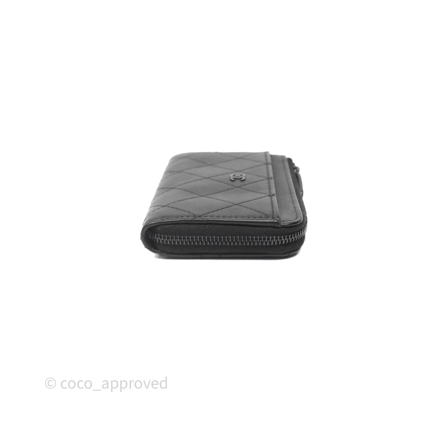Chanel Quilted Zip Card Holder So Black Lambskin