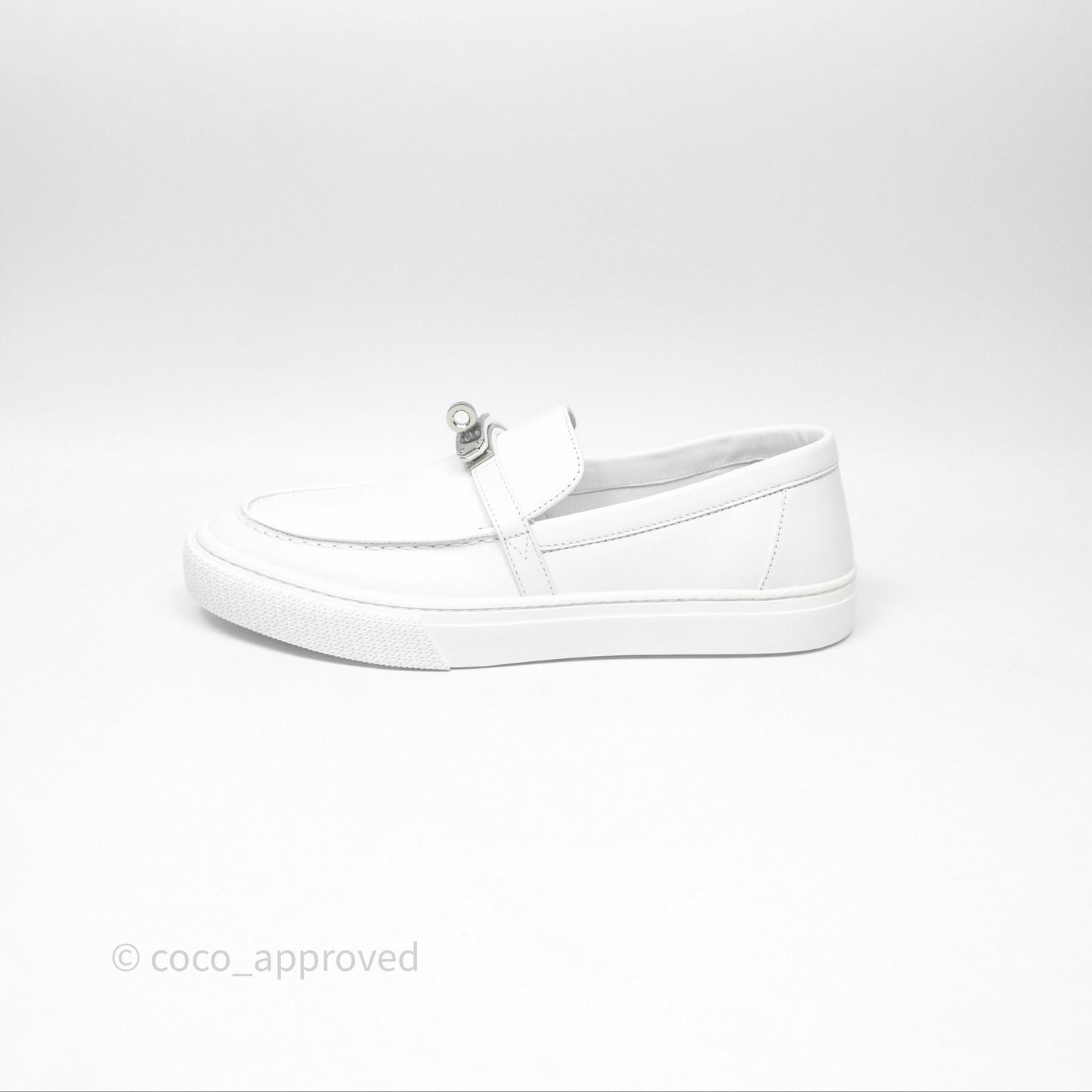 Hermes Game Slip-on Sneaker White Palladium Hardware Size 39