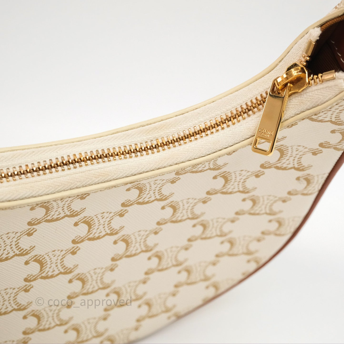 Celine Ava Bag In Triomphe Canvas Calfskin White
