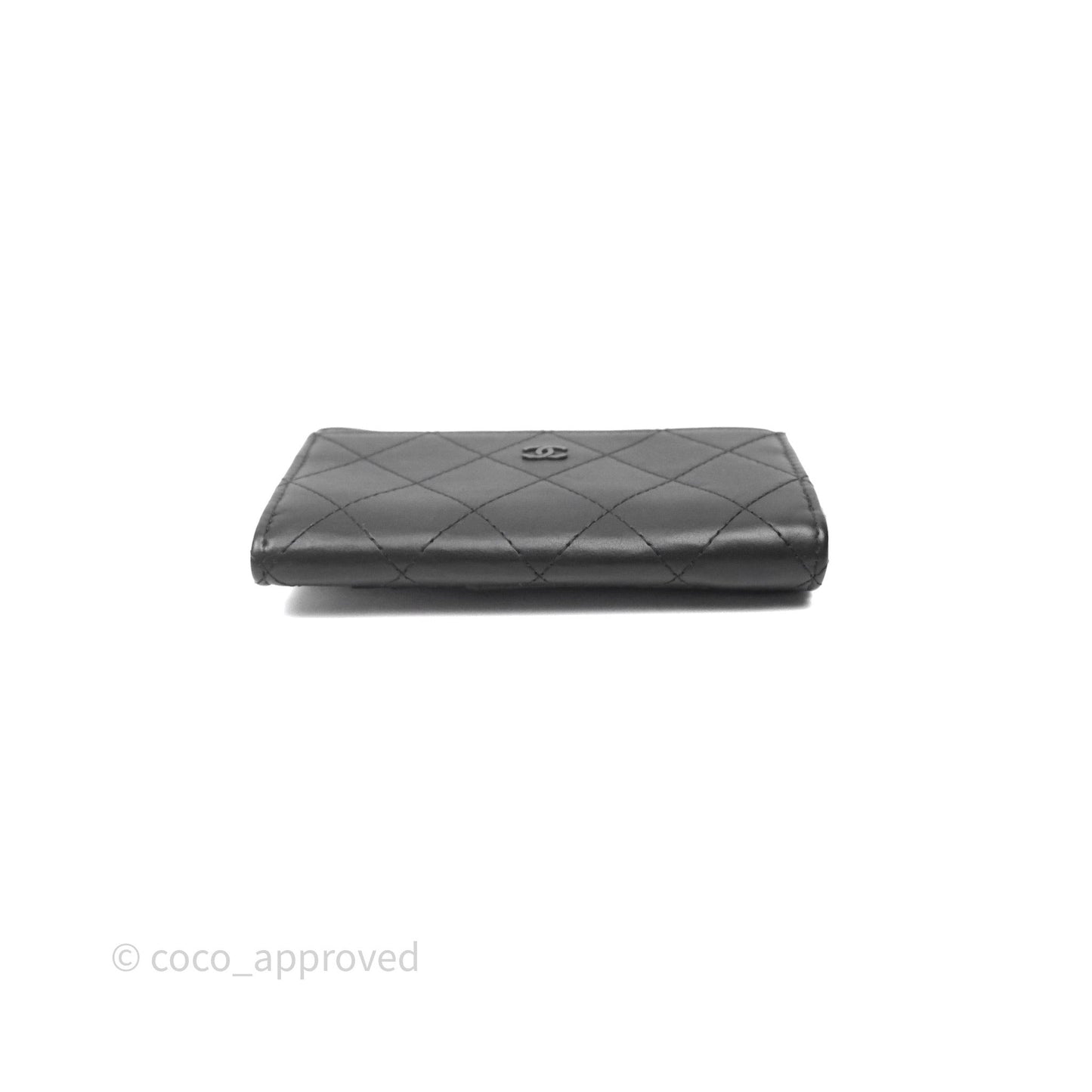 Chanel Quilted Zip Card Holder So Black Lambskin