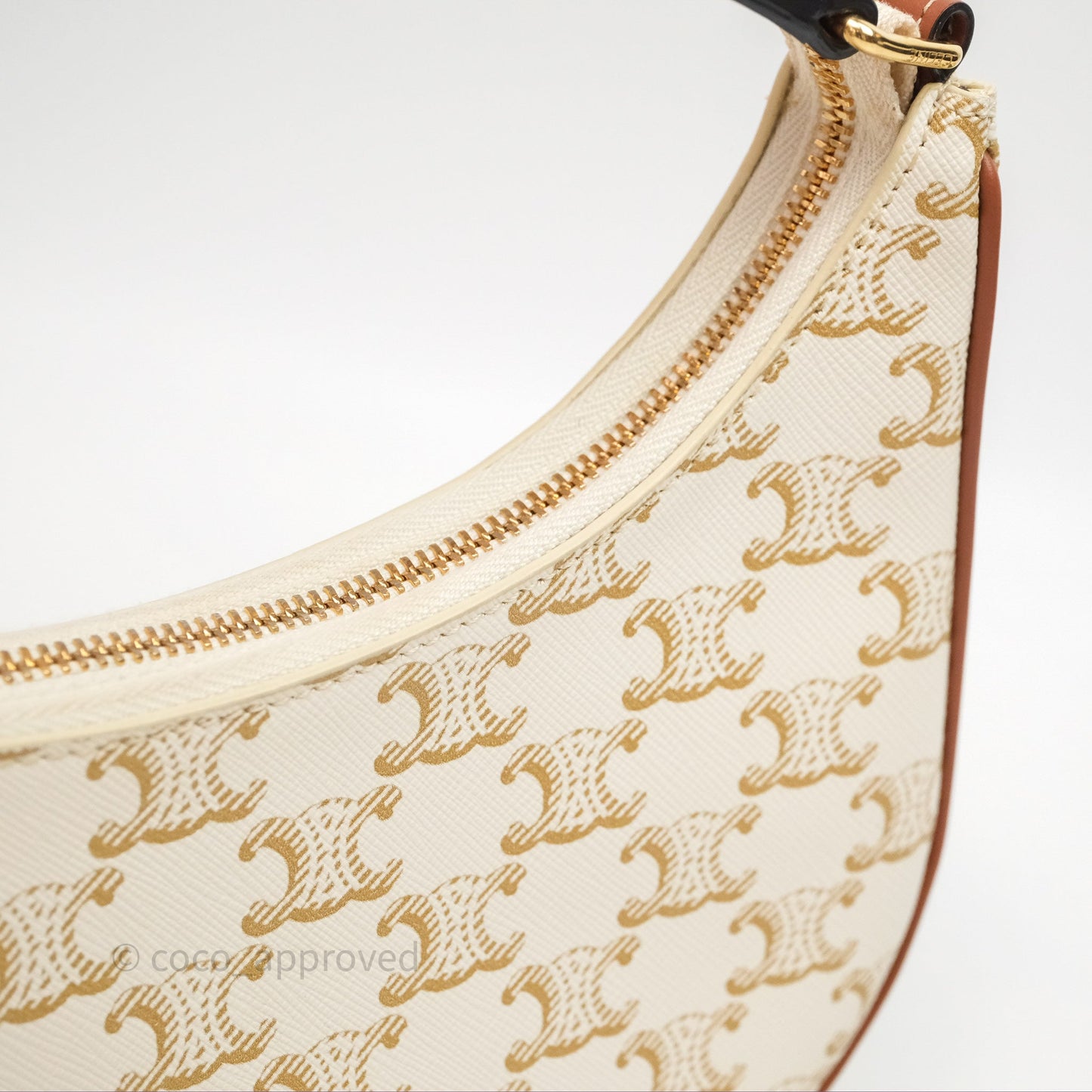 Celine Ava Bag In Triomphe Canvas Calfskin White