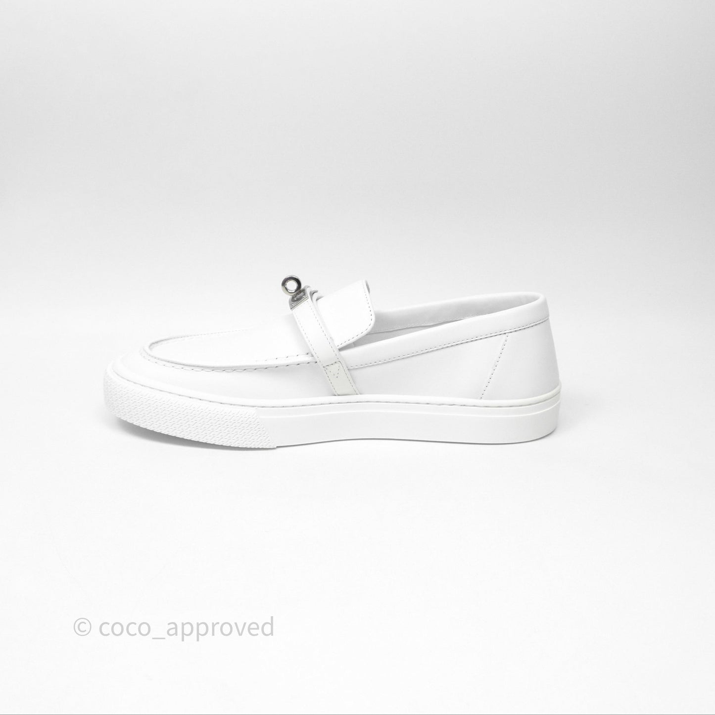 Hermes Game Slip-on Sneaker White Palladium Hardware Size 39