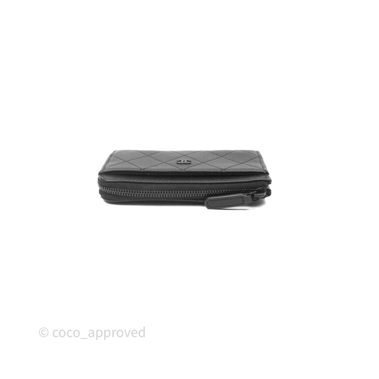 Chanel Quilted Zip Card Holder So Black Lambskin