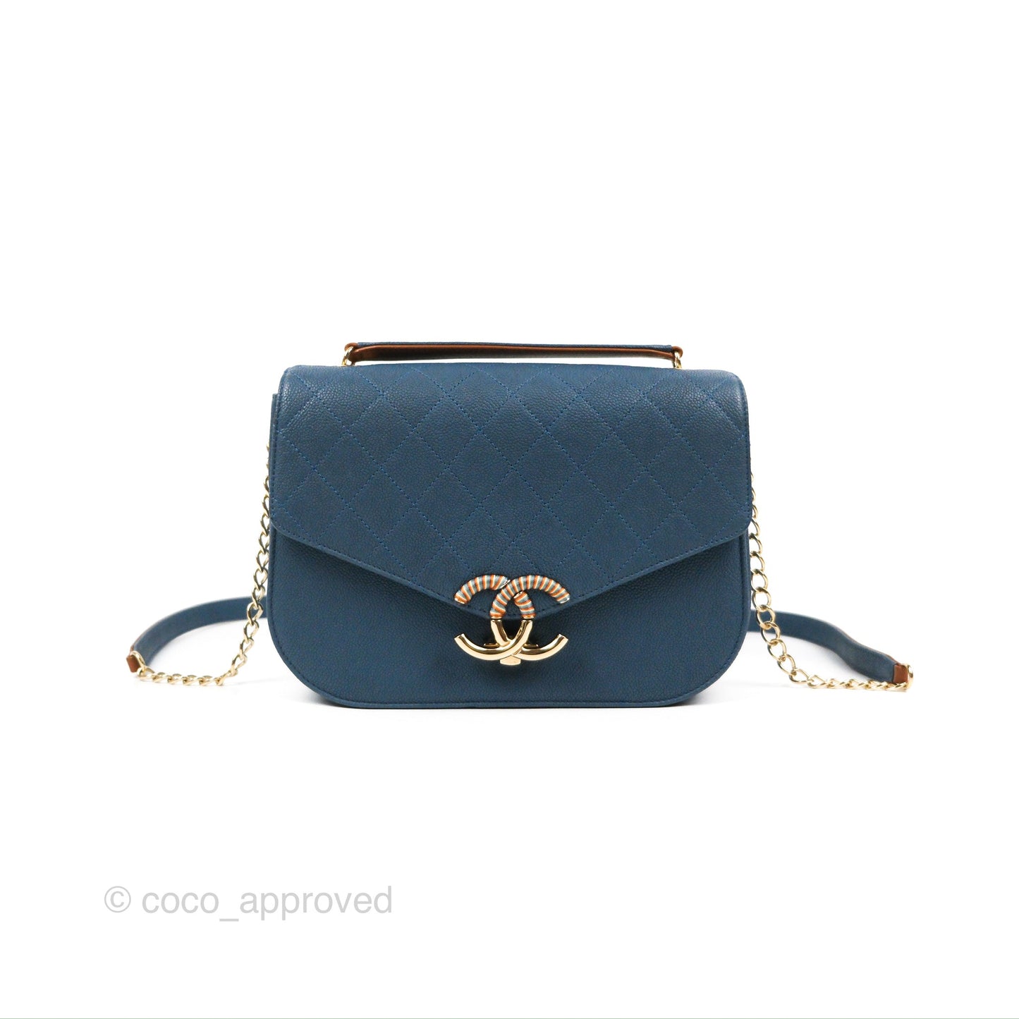 Chanel Medium CC Cuba Flap Bag Blue Caviar Silver Hardware