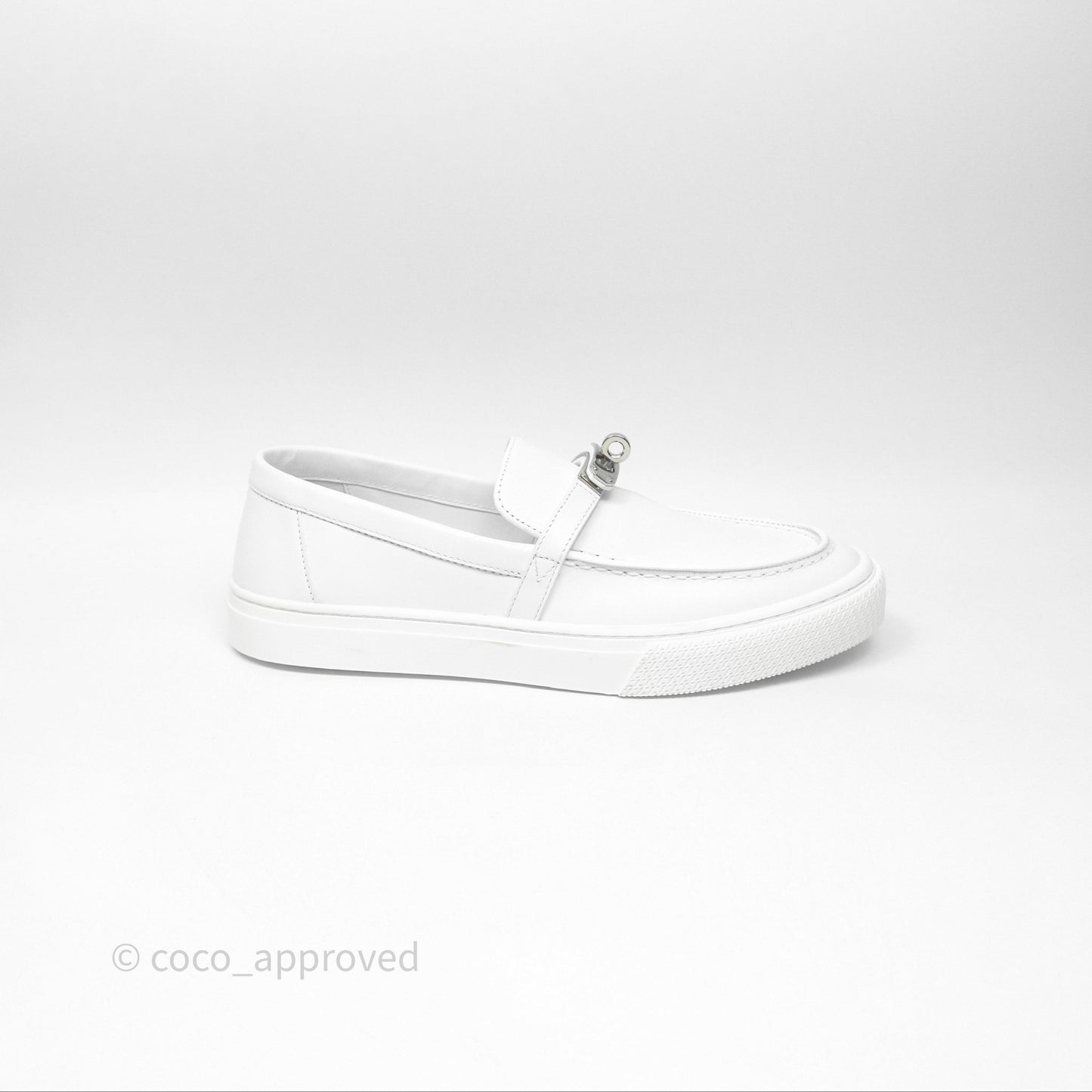 Hermes Game Slip-on Sneaker White Palladium Hardware Size 39