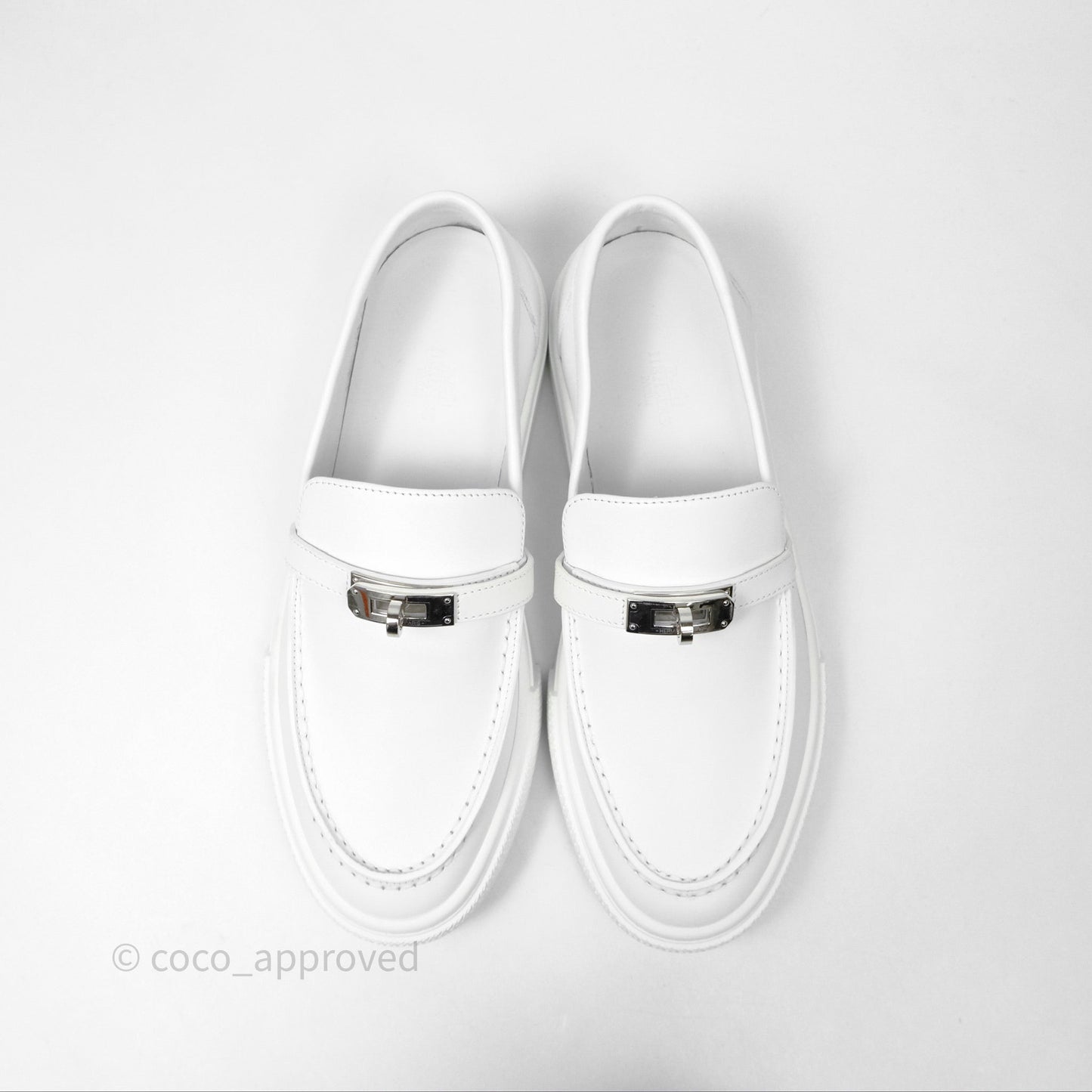 Hermes Game Slip-on Sneaker White Palladium Hardware Size 39