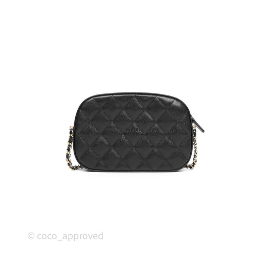 Chanel Mini Camera Bag with Chain Black Caviar Gold Hardware 24S