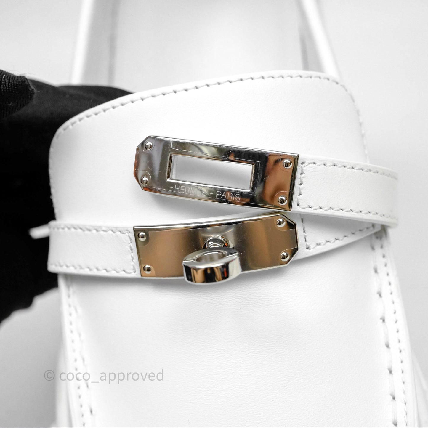 Hermes Game Slip-on Sneaker White Palladium Hardware Size 39