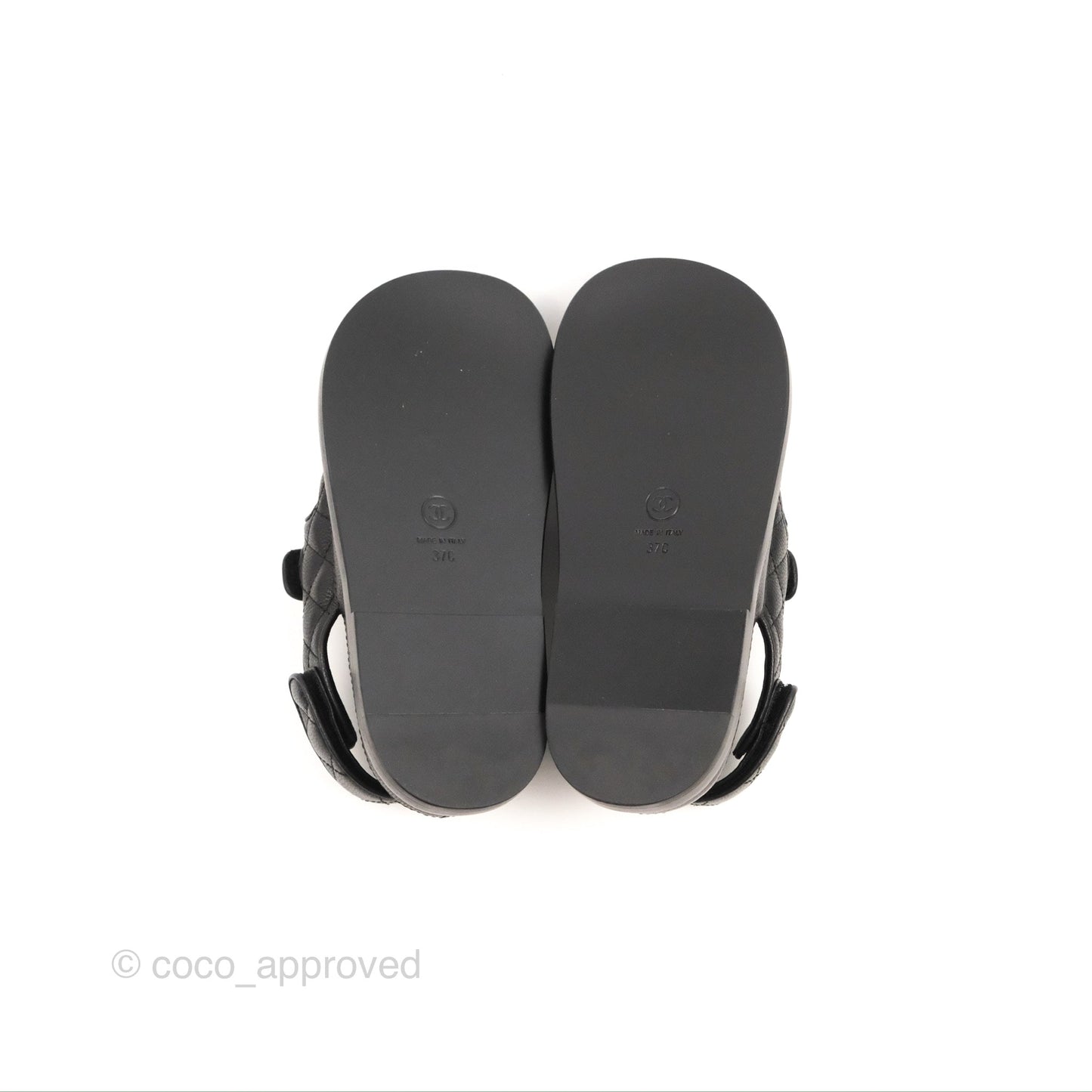 Chanel CC Slide Strap Flat Dad Sandals Black Size 37