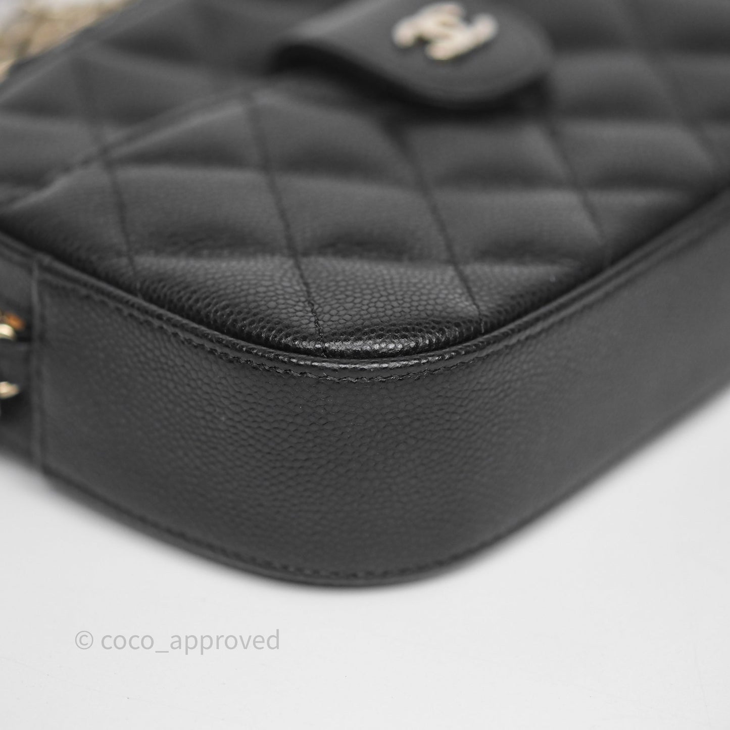 Chanel Mini Camera Bag with Chain Black Caviar Gold Hardware 24S