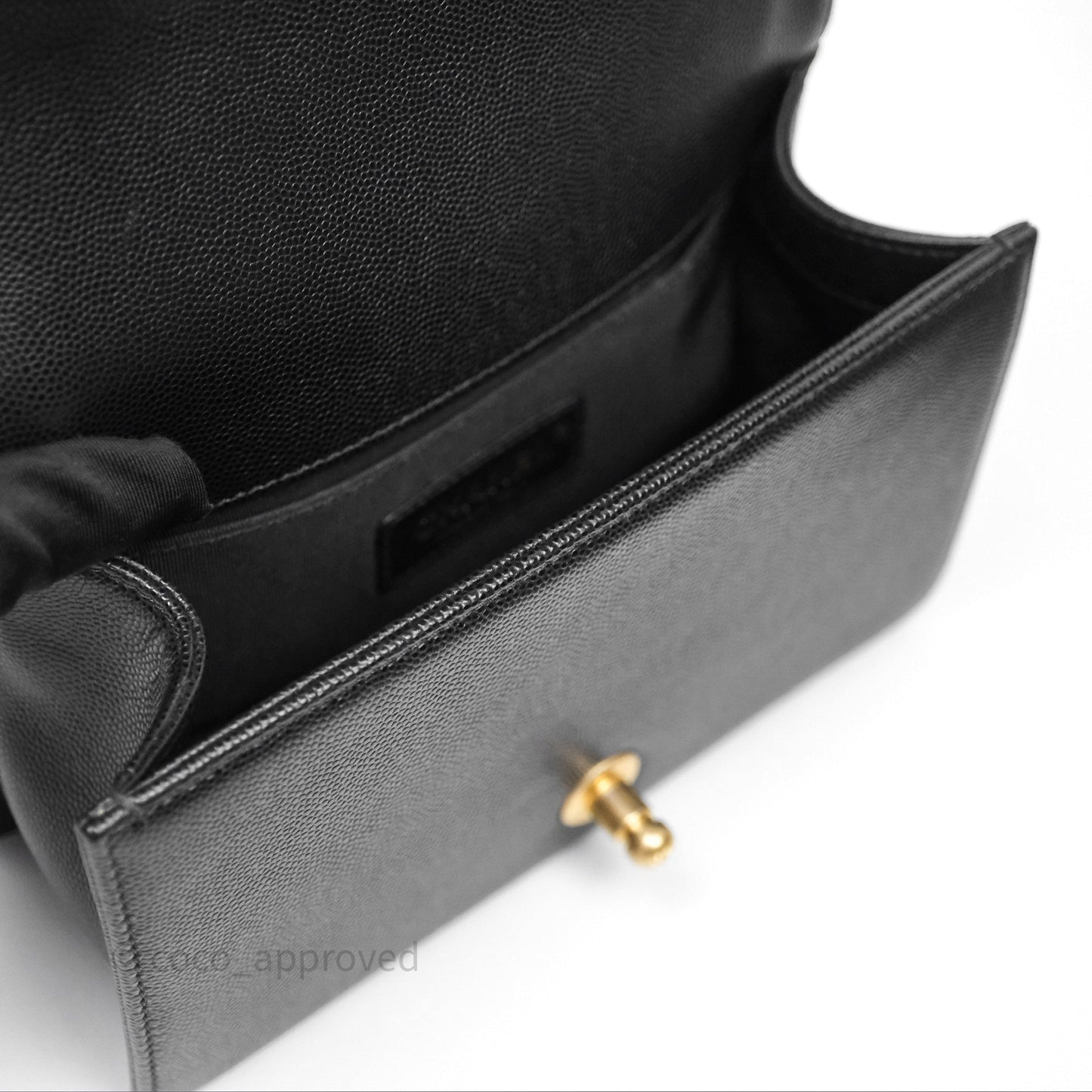 Chanel Small Quilted Boy Black Caviar Gold Hardware