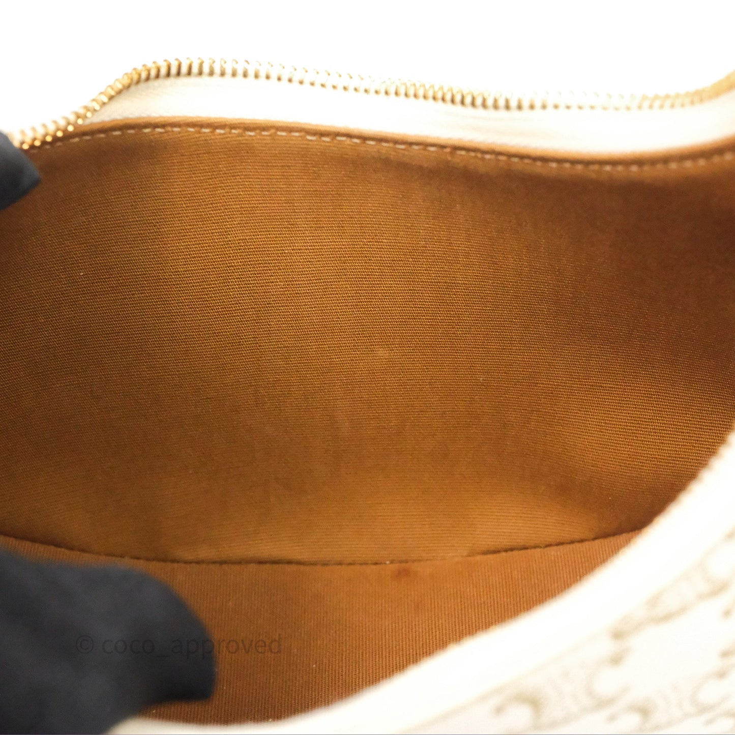 Celine Ava Bag In Triomphe Canvas Calfskin White