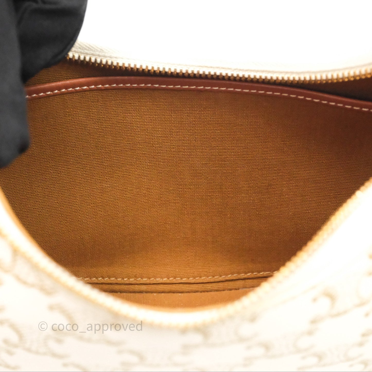 Celine Ava Bag In Triomphe Canvas Calfskin White