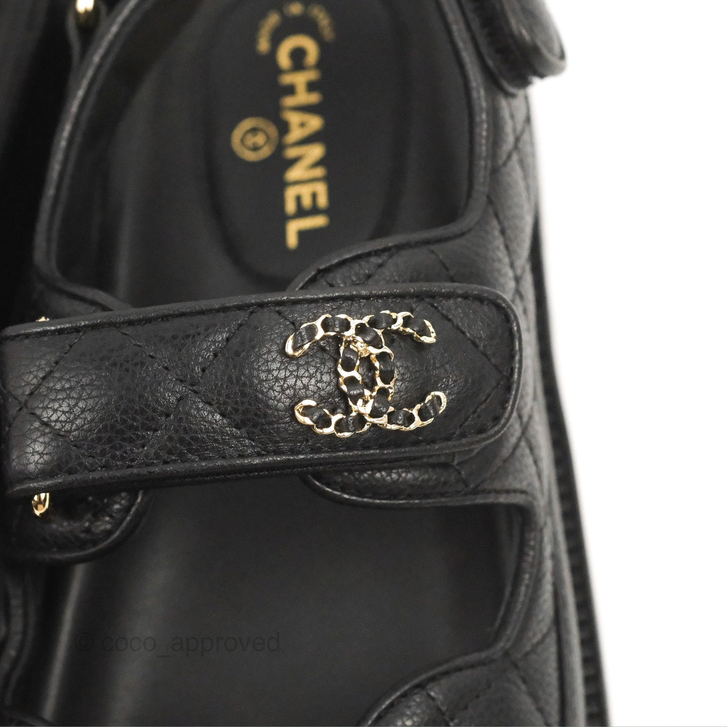 Chanel CC Slide Strap Flat Dad Sandals Black Size 37