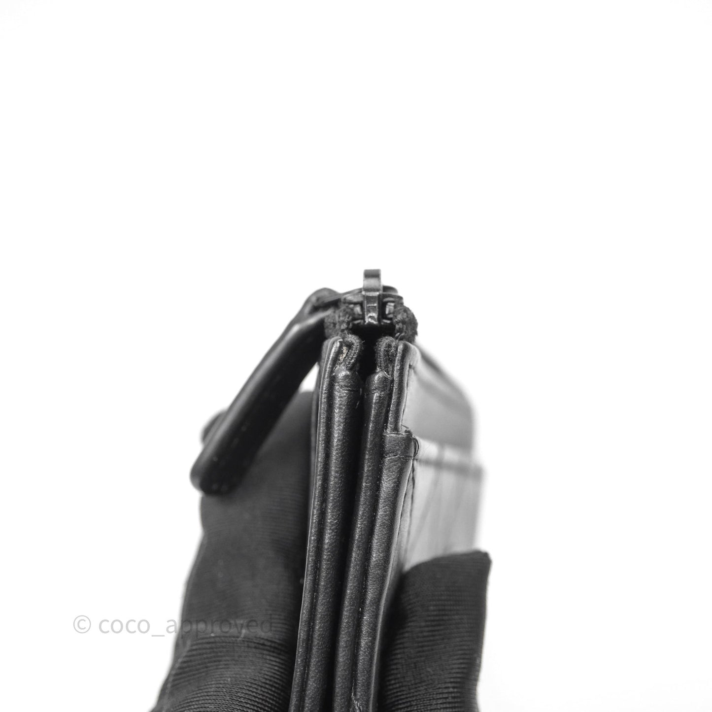 Chanel Quilted Zip Card Holder So Black Lambskin