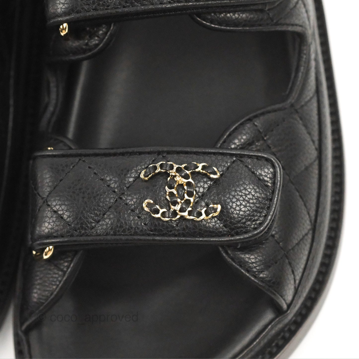 Chanel CC Slide Strap Flat Dad Sandals Black Size 37