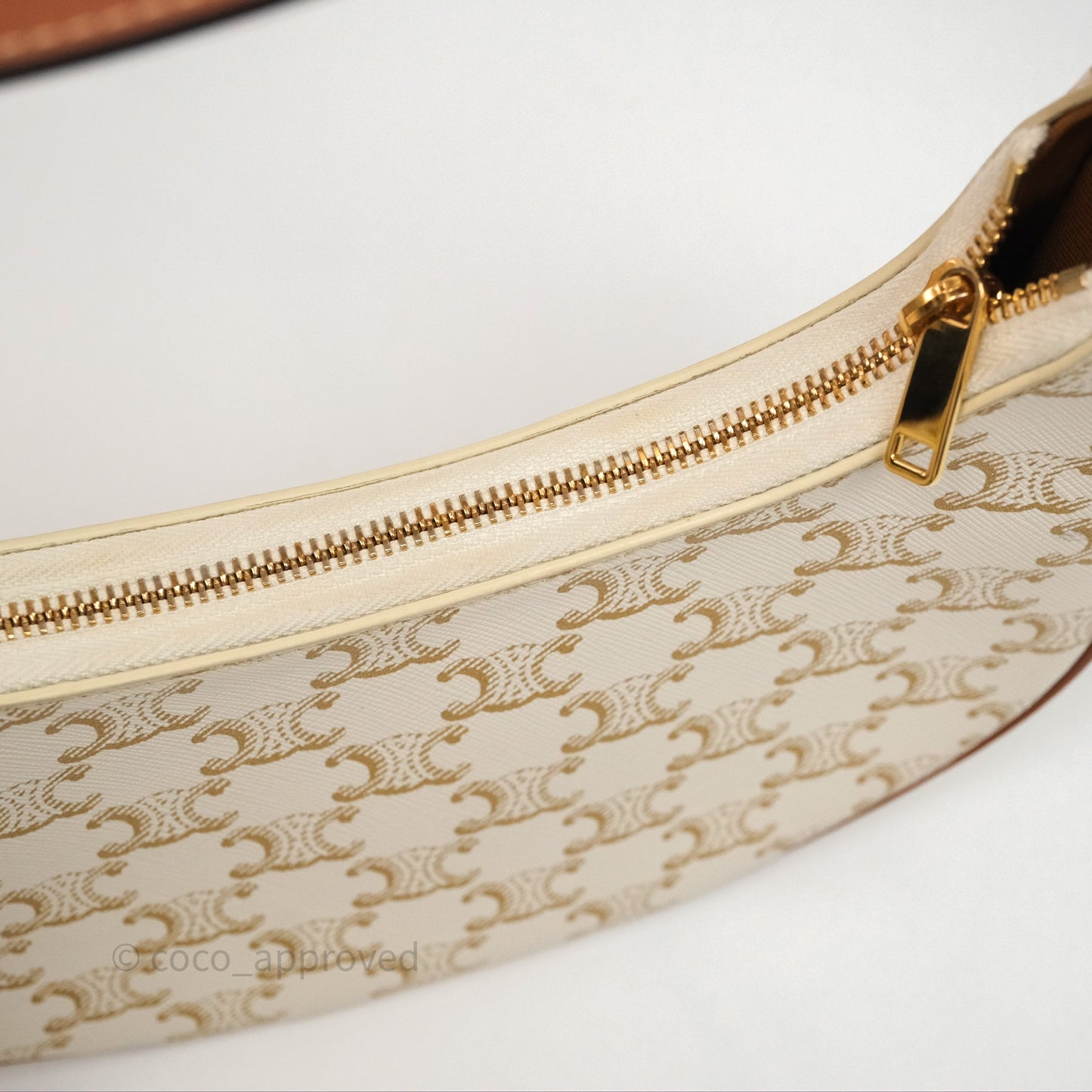 Celine Ava Bag In Triomphe Canvas Calfskin White