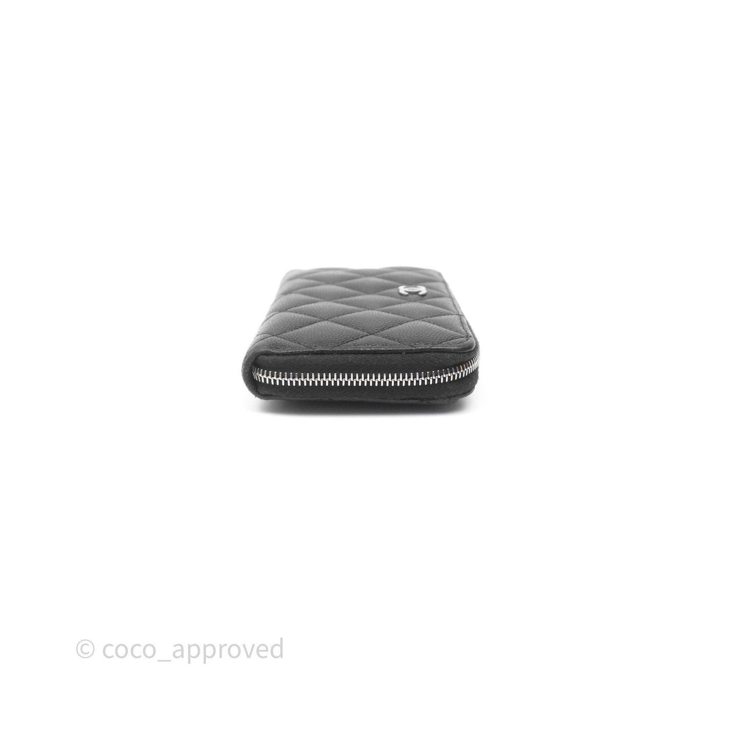 Chanel Quilted Zip Medium Wallet Black Caviar Silver Hardware